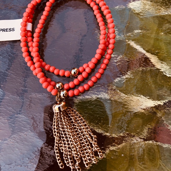 Bracelets 3 Orange Beads & 1 Tasseled - Picture 1 of 4